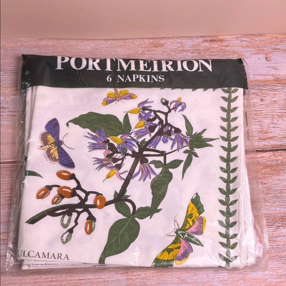 Portmeirion Botanical Napkins with Butterflies NWT 12 total